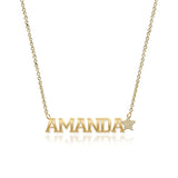 Cutout Gold Name & Pave Charm Necklace