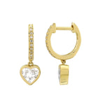 Dangling Diamond Heart Huggies
