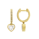 Dangling Diamond Heart Huggies