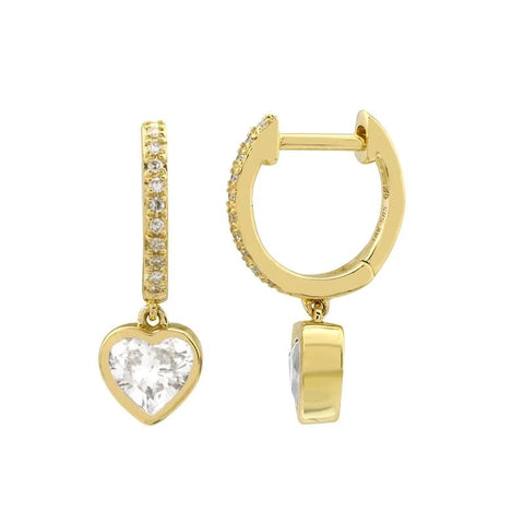 Dangling Diamond Heart Huggies