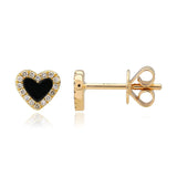 Pave Outline Stone Heart Studs