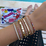 Thin Gemstone Segment Diamond Bangle