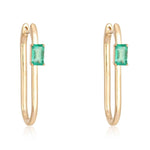 Solitaire Emerald Thin Gold Hoops