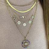 Two Pave Initials and Gold Charm Necklace