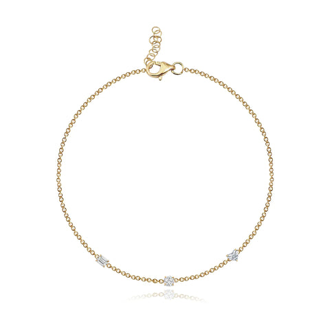 Multi Shape Diamonds Solitaire Bracelet