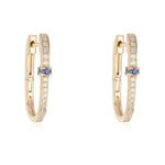 Rectangular Hoops with Blue Sapphire