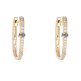 Rectangular Hoops with Blue Sapphire