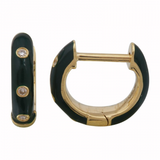 Enamel Three Diamond Huggies