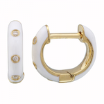 Enamel Three Diamond Huggies