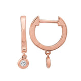 Dangling Bezel Diamond Huggie
