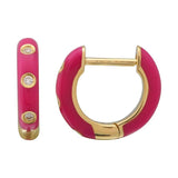 Enamel Three Diamond Huggies