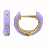 Enamel Three Diamond Huggies