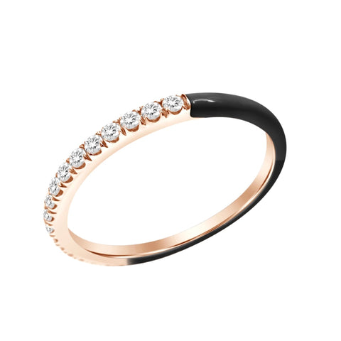 Half Enamel Half Pave Ring