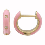 Enamel Three Diamond Huggies