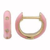 Enamel Three Diamond Huggies