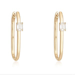 Solitaire Diamond Thin Gold Hoops