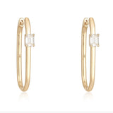 Solitaire Diamond Thin Gold Hoops