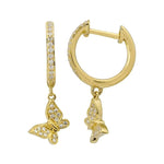 Pave Dangling Butterly Huggies