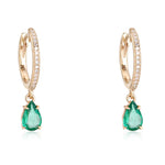 Dangling Gemstone Pear Diamond Huggie