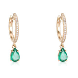 Dangling Gemstone Pear Diamond Huggie