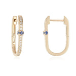 Rectangular Hoops with Blue Sapphire