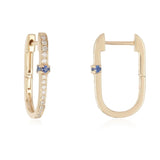 Rectangular Hoops with Blue Sapphire