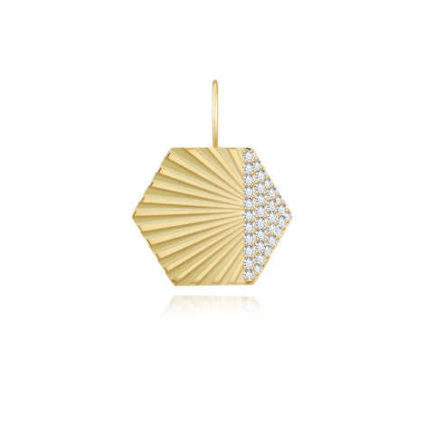 Fluted Side Pave Hexagon Charm