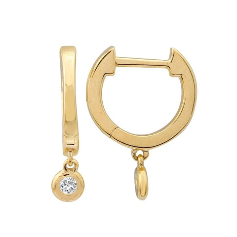 Dangling Bezel Diamond Huggie