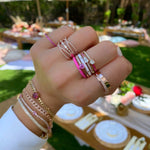 Enamel Five Diamond Ring