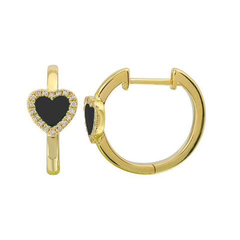 Pave Outline Stone Heart Large Huggies