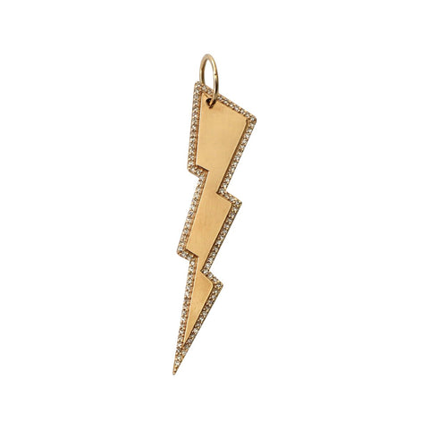 Large Pave Outline Lightning Bolt Charm